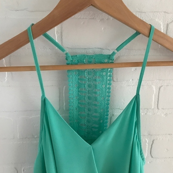 Naked Zebra Tank top Teal Green Aqua RacerBack Crochet Draped Size S - Picture 3 of 7